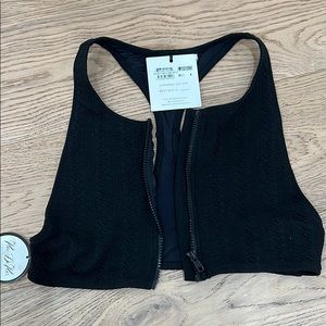 NWT Some days lovin black zip up bikini top size M